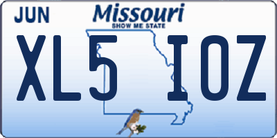 MO license plate XL5I0Z