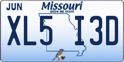 MO license plate XL5I3D