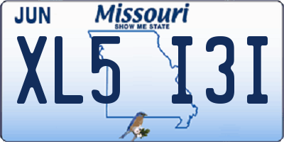 MO license plate XL5I3I