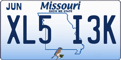 MO license plate XL5I3K