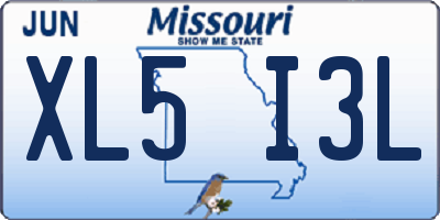 MO license plate XL5I3L