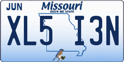 MO license plate XL5I3N