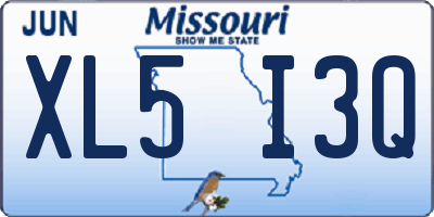 MO license plate XL5I3Q