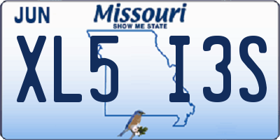 MO license plate XL5I3S