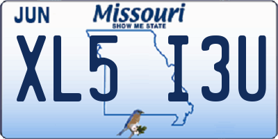 MO license plate XL5I3U