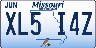 MO license plate XL5I4Z