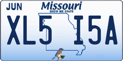 MO license plate XL5I5A