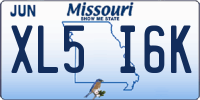 MO license plate XL5I6K