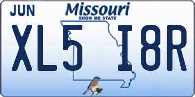 MO license plate XL5I8R