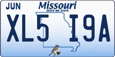 MO license plate XL5I9A