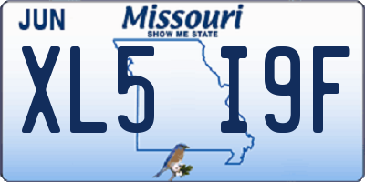 MO license plate XL5I9F