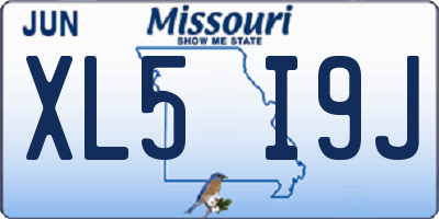 MO license plate XL5I9J