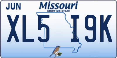 MO license plate XL5I9K