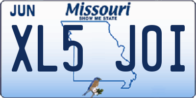 MO license plate XL5J0I