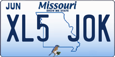 MO license plate XL5J0K