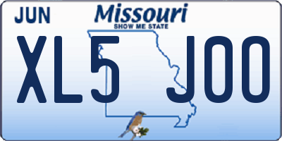 MO license plate XL5J0O