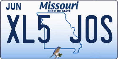 MO license plate XL5J0S