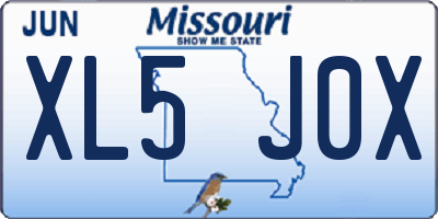 MO license plate XL5J0X