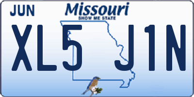 MO license plate XL5J1N