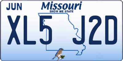 MO license plate XL5J2D