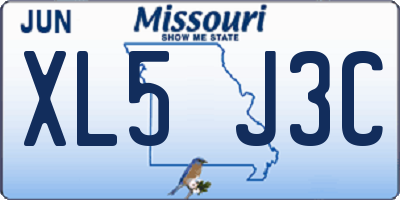 MO license plate XL5J3C