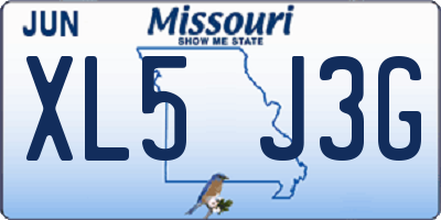 MO license plate XL5J3G