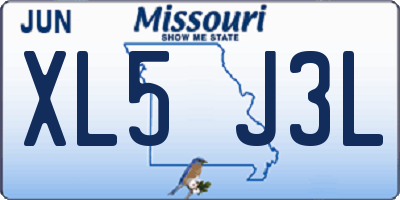 MO license plate XL5J3L