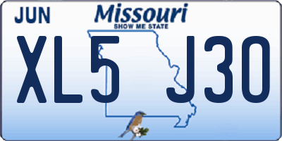 MO license plate XL5J3O