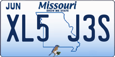 MO license plate XL5J3S