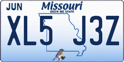 MO license plate XL5J3Z