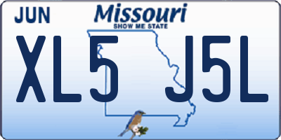 MO license plate XL5J5L