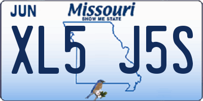 MO license plate XL5J5S