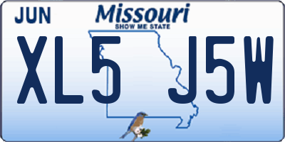 MO license plate XL5J5W