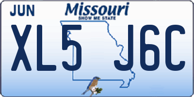 MO license plate XL5J6C