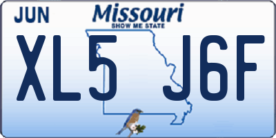 MO license plate XL5J6F