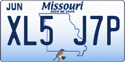 MO license plate XL5J7P
