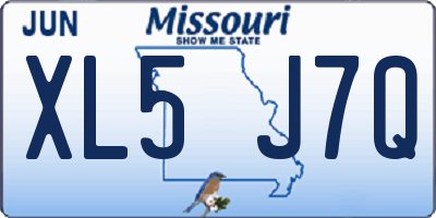 MO license plate XL5J7Q