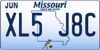 MO license plate XL5J8C
