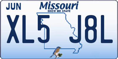 MO license plate XL5J8L