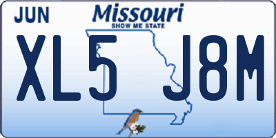 MO license plate XL5J8M