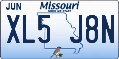 MO license plate XL5J8N
