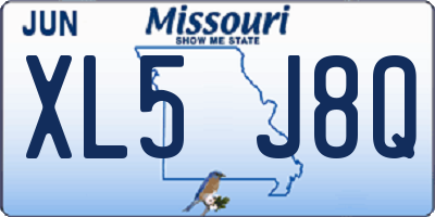 MO license plate XL5J8Q