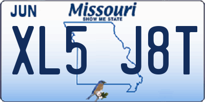 MO license plate XL5J8T