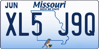 MO license plate XL5J9Q