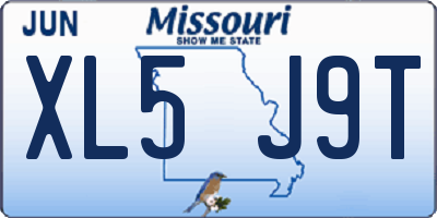 MO license plate XL5J9T