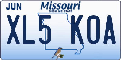 MO license plate XL5K0A