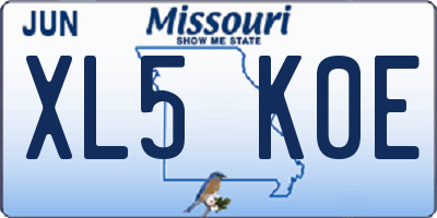 MO license plate XL5K0E