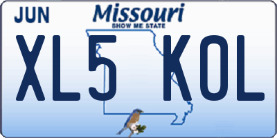 MO license plate XL5K0L