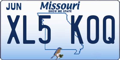 MO license plate XL5K0Q