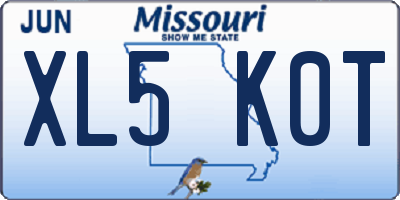MO license plate XL5K0T